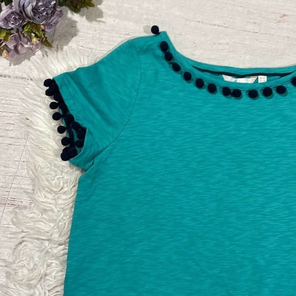 Boden Bridget Turquoise Teal Pom Pom Jersey Mini Dress Long Fit - Picture 5 of 12